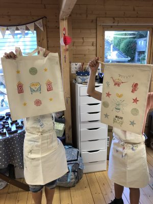 Children’s block printing tote bag workshop - Monday 11th August 10.30-12